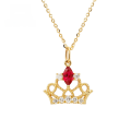 wholesale 18K Gold Artli Jewelry New British Retro High Ruby Crown Necklace, Queen Style-0-0
