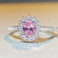 wholesale 925 Sterling Silver Pink Diamond Ring Women's Ins Style Simple and Versatile Live Streaming Hit Snowflake Ring High Carbon Diamond Ring Wholesale-0-0