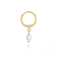 wholesale S925 Sterling Silver Marquise Pendant With Zircon, Natural Stone, Flat Head Threaded Ear Bone Clip, Hoop, Popular Nose Ring-Single gold #2