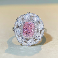 wholesale 925 Sterling Silver Pink Diamond Ring Women's Large Floret Full Diamond Exaggerated Luxury Full Diamond Style for Cross-Border Live-Yellow Diamond-CBJZ389 5