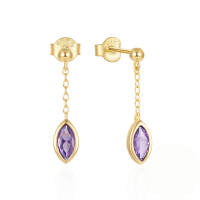 wholesale 925 Sterling Silver New Marquise Pendant Drop Earrings Women-Gold-Purple Diamond 925 Silver