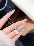 wholesale S990 Silver Korean-style Carousel Necklace for Women, Luxe and Elegant, with Micro-paved Zircon and Coin Pendant, Versatile Collarbone Chain-0-6