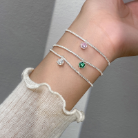 wholesale S925 Silver Fresh and Sweet Ins-style Small and Unique Design Single Diamond Starry Sky Bracelet S7448-S925 Silver Bracelet Green Diamond>925 Silver