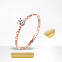 wholesale 18k Rose Gold with Lab-grown Diamond Ring 01ct Twist Shank Diamond K Gold Pinky Ring-18K Gold Cultured Diamond Ring (Rose Gold)  Hong Kong Code No. 16