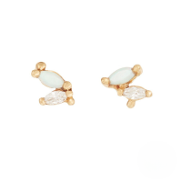 wholesale S925 Sterling Silver Minimalist Footprint T-shaped Opal Earrings With Zircon Accents-Gold-Style 2 925 Silver