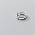 wholesale 925 Silver Korean Style Elegant Double-Layer Line Tail Ring, Small and Delicate Stackable Wide Hollow Women's Ring J9116-0-5