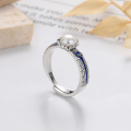 wholesale S925 Silver Retro Thai Silver Enamel Epoxy Resin Thai Jing Blue Pearl Vintage Light Luxury Trendy Open Ring-0-1
