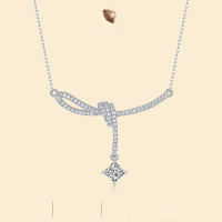 wholesale S925 Silver Pendant New Style Moissanite Necklace Fashion Women's Choker Cross-Border Hot Selling Source Spot Goods-1 carat Moissanite necklace 925 silver