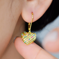 wholesale 925 Silver European and American Fashion Colorful Zircon Heart Earrings for Women, Versatile High-end Jewelry Wholesale-14K gold>925 silver