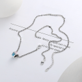 wholesale S925 Sterling Silver Korean Style Minimalist Pink Blue Resin Enamel Tube Bead Small Pendant H Letter Splice Necklace-0-2