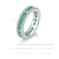 wholesale S925 Sterling Silver Invisible Set Princess Cut Fine Craftsmanship Full Diamond Micro Paved Emerald Zircon Ring for Women Cross-Border Jewelry-0-1