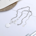 wholesale S925 Sterling Silver Trendy Hip-Hop Style English Round Pendant with Square Charm Linkage Choker Necklace-0-1