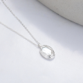 wholesale S925 Sterling Silver European and American Cross-Border Oval Textured Pendant, Fresh and Sweet Fashion Ins Style Personalized Necklace-0-1