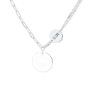wholesale S925 Sterling Silver Korean Harajuku Style Side Chain with Connected Circular Pendant Trendy Fashion Necklace-0-4