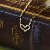 wholesale 925 Sterling Silver Gold-Plated Japanese-style Light Jewelry Women's Necklace, Exquisite Heart-shaped Zircon Collarbone Chain for Qixi Valentine's Day-White Heart Necklace>925 Silver