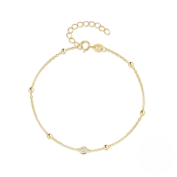 wholesale S925 Sterling Silver Bead Chain Bracelet With Zircons, A Classic And Versatile Women's Accessory For Layering-Gold 925 silver