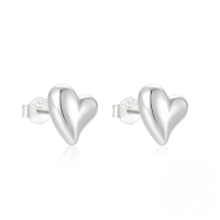 wholesale S925 Sterling Silver Geometric Smooth Double-layer Teardrop Heart Stud Earrings, Trendy Ins Minimalist-Platinum #1 925 Silver