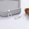wholesale S925 Sterling Silver Korean and Japanese Minimalist Style Oval Hoop Earrings with Splice Design, Versatile and Elegant for Women-0-2