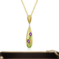 wholesale S925 silver gold-plated, Italian craft retro-style jewelry designer necklace with amethyst pendant-Natural Amethyst Pendant (with silver chain)  925 Silver