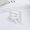 wholesale S925 Sterling Silver Korean Style Multi-layer Line Spliced Bow Ring Fairycore Index Finger Ring-0-1