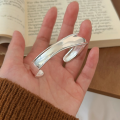 wholesale S925 Sterling Silver Korean-style Irregular Smooth Bangle with Minimalist Design, Fashionable and Trendy, Exuding a Sense of Sophistication-0-5