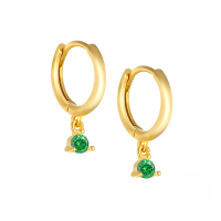 wholesale S925 Sterling Silver Eight Hearts Eight Arrows Zircon Earrings, Creative Ins Style With Inlaid Colorful Zircons-Gold-Green Diamond