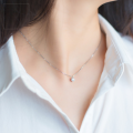 wholesale S925 Silver Japanese and Korean Style Single Diamond Short Collarbone Chain, Simple and Stylish Diamond Necklace for Women D1671-0-1