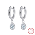 wholesale S925 Sterling Silver Jewelry, Teardrop Dangle Hoop Earrings with 4A Zirconia Inlay, Versatile European-American Style, Manufacturer-0-3