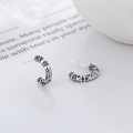 wholesale S925 Sterling Silver Retro Vintage Ethnic Pattern C-Circle Trendy Creative Unisex Earrings-0-1