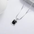 wholesale S925 Silver Cloud Tide Pavilion Fashion Korean Japanese Irregular Oval Black Agate Personality Internet-Famous Temperament Versatile Necklace for Women-0-5