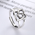 wholesale S925 double interlocking hearts ring, fashionable and trendy minimalist Korean-style ins vibe-0-0