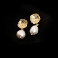 wholesale Metal Baroque Natural Pearl Earrings for Women, Vintage Handmade Design High-End Trendy Earrings, Popular on TikTok Live-0-1