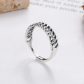 wholesale S925 Silver Adjustable Vintage Distressed Chain Ring Index Finger Ring High-End Xiaohongshu Bestseller-0-0