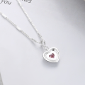 wholesale S925 Silver Korean Zircon Pink Heart Pendant Cute and Fresh Minimalist Design Necklace for Women-0-1