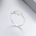 wholesale S925 Sterling Silver Interlocking Ring with Zircon, Fashion Commuting Light Luxury Style, Niche Design Sense Index Finger Ring-0-1