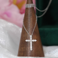wholesale S925 sterling silver women's cross diamond necklace, exquisite and timeless, perfect for daily wear and versatile for any occasion-0-3