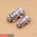 wholesale Sterling Silver 999 3D Hard Silver Wealth-Inviting Piyao Spacer Beads, Thai Silver Accessories DIY Handmade Red Cord Braided Silver Jewelry Accessories-0-0