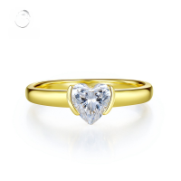 wholesale S925 Silver European and American New Style 6*6 Heart-shaped Ring with 50-Point High-Carbon Diamond, Perfect for the Romantic at Heart-R480 Heart-shaped gold 9