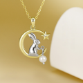 wholesale S925 Sterling Silver Freshwater Pearl Rabbit Necklace, Advanced Design, New Chinese Style Necklace, Fine Craftsmanship Accessory-0-1