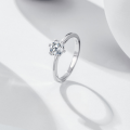wholesale S925 Sterling Silver Women's Six-Prong Setting Zircon 1 Carat Solitaire Engagement Ring-0-0