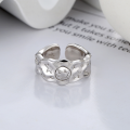 wholesale S925 sterling silver star smiley open ring, Korean and Japanese style, personalized design, luxury fashion, versatile index finger ring-0-2