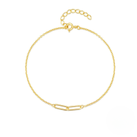 wholesale S925 Sterling Silver Double Loop Ring Paper Clip Summer Versatile Bracelet, Korean Style Minimalist Design-Gold 925 silver