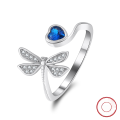 wholesale S925 Sterling Silver Cloud-Pull Jewelry Adjustable Butterfly Open Ring, Unique Design and Sweet Style Manufacturer-0-5
