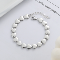 wholesale S925 Sterling Silver Korean-style Creative and Unique Flat Heart Linkage Chain with a Girly and Trendy Design, Versatile Bracelet for Women-0-0