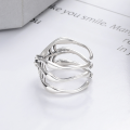 wholesale S925 Sterling Silver Dark Style Spider Web Design Inlaid with Black Zircon Open Ring for Streetwear Personality Index Finger-0-2