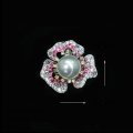 wholesale 925 Silver Gold Plated High Carbon Diamond 12mm Australian White Venus Shell Pearl Romantic Floral Ring-0-1