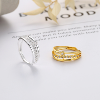 wholesale S925 Sterling Silver Korean-style Multi-layer Minimalist Diamond-accented Open Geometric Irregular Index Finger Ring for Women-1205J bright silver/approx. 2.9g>Adjustable opening