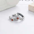 wholesale S925 sterling silver retro-patterned ear clips adorned with inlaid southern red agate, exuding an elegant Chinese-style charm for women-0-1