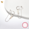 wholesale Metal: 925 Sterling Silver Pearl chain earrings for women, minimalist niche design, high-end jewelry wholesale-0-2