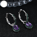 wholesale S925 Sterling Silver Inlaid with Natural Gemstone Amethyst and Moonstone Thorn Bud Design Earrings-0-1